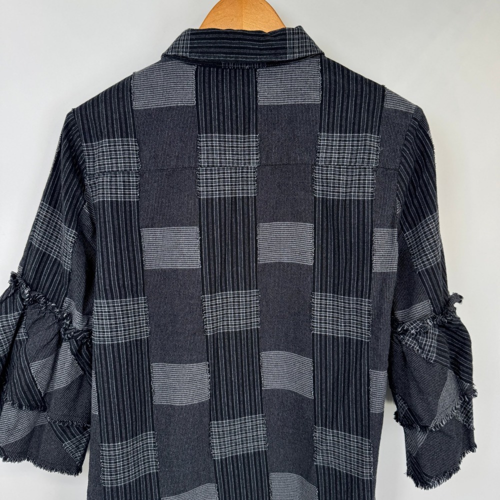 Dylan Patchwork Ruffle Sleeve Button Front Shirt … - image 7